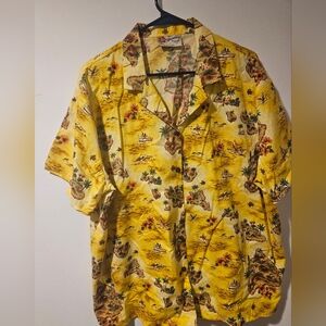 Hilo Hattie Yellow Hawaiian Print Shirt